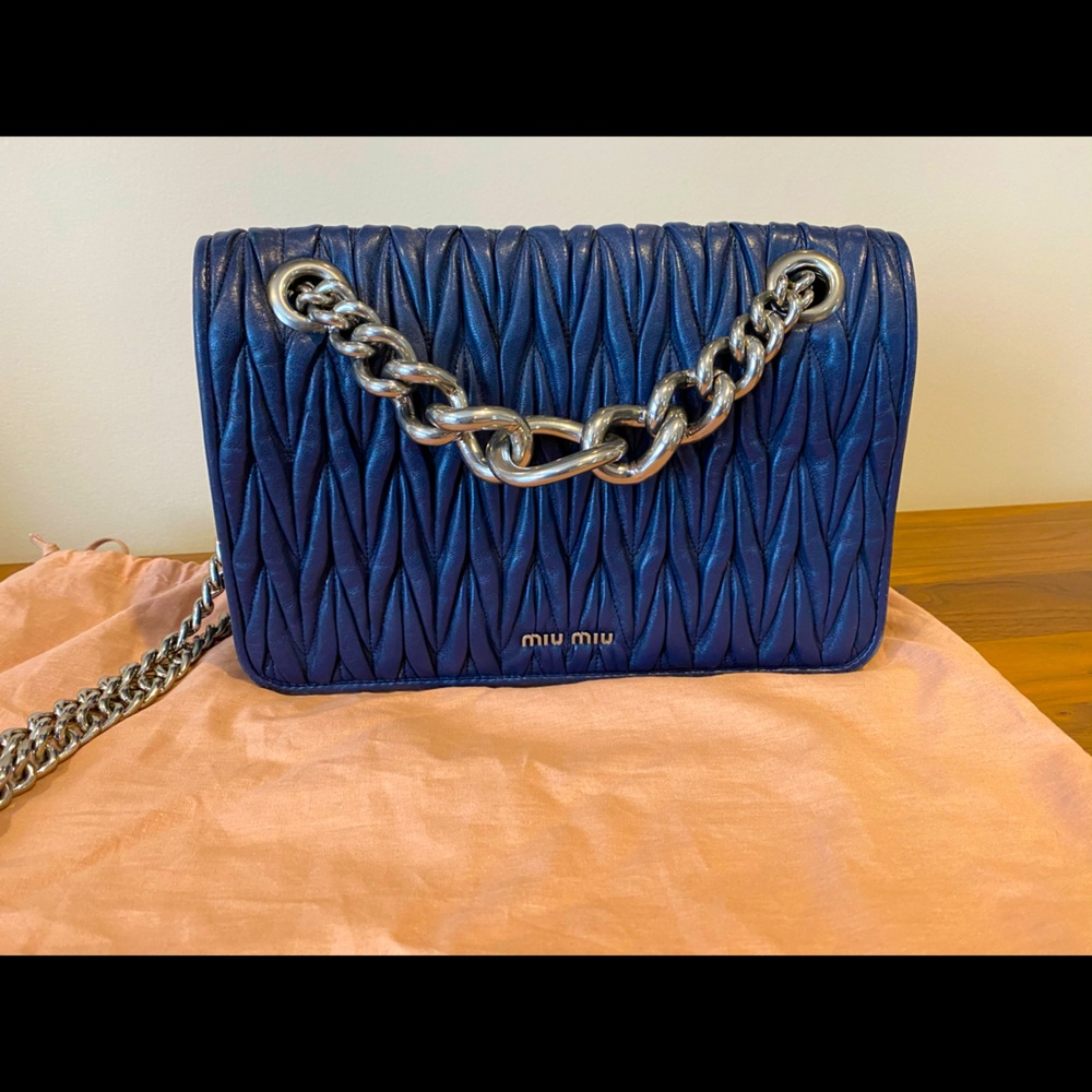 Miu Miu Navy Pattina Oltremare Tu Hand Bag